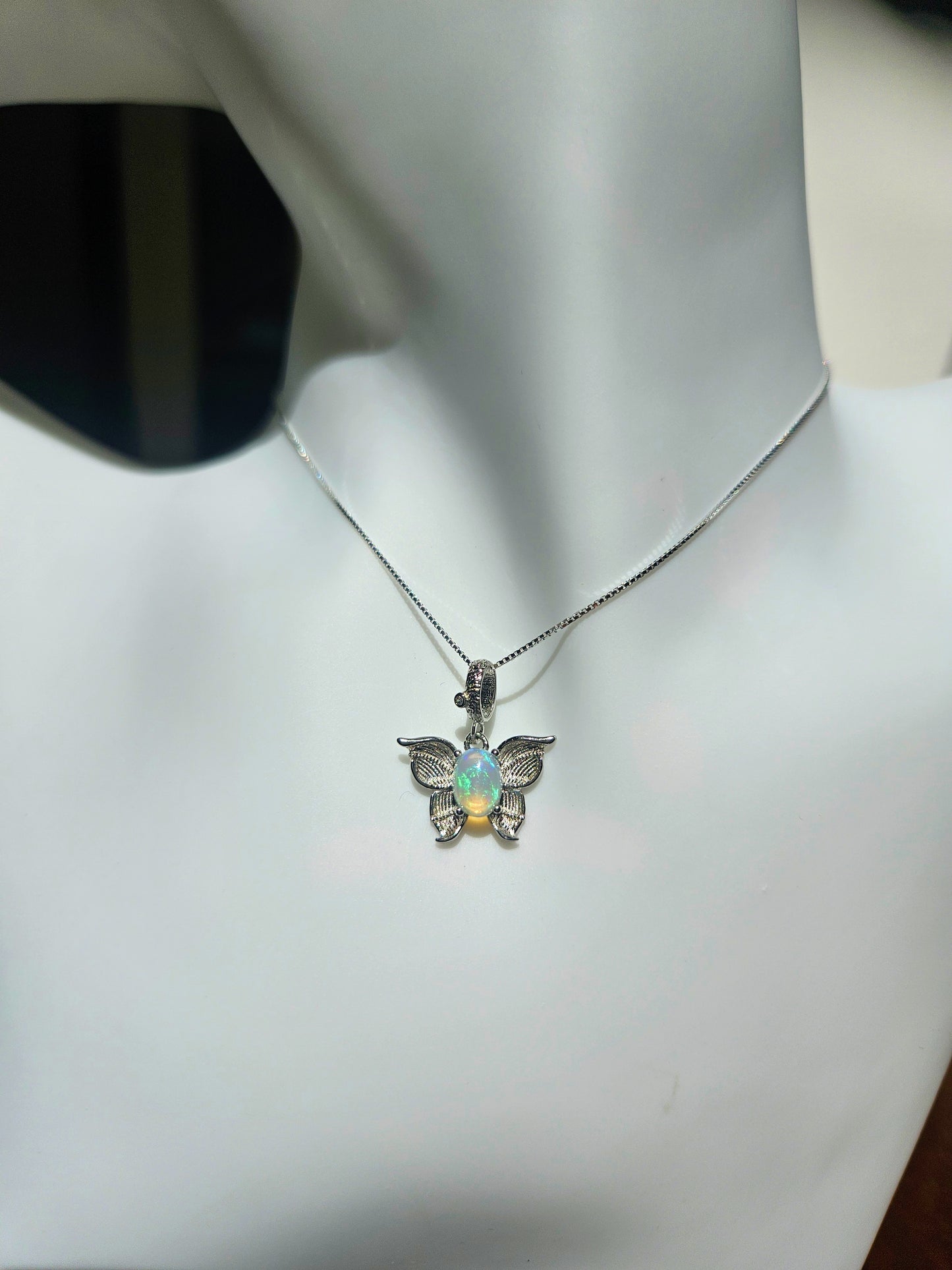 Natural Opal Butterfly Shape Necklace