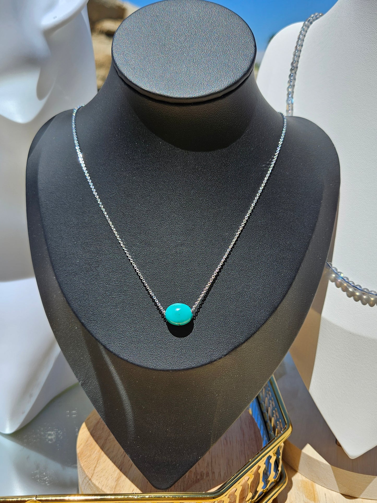 Natural Light Blue Turquoise Bead Necklace