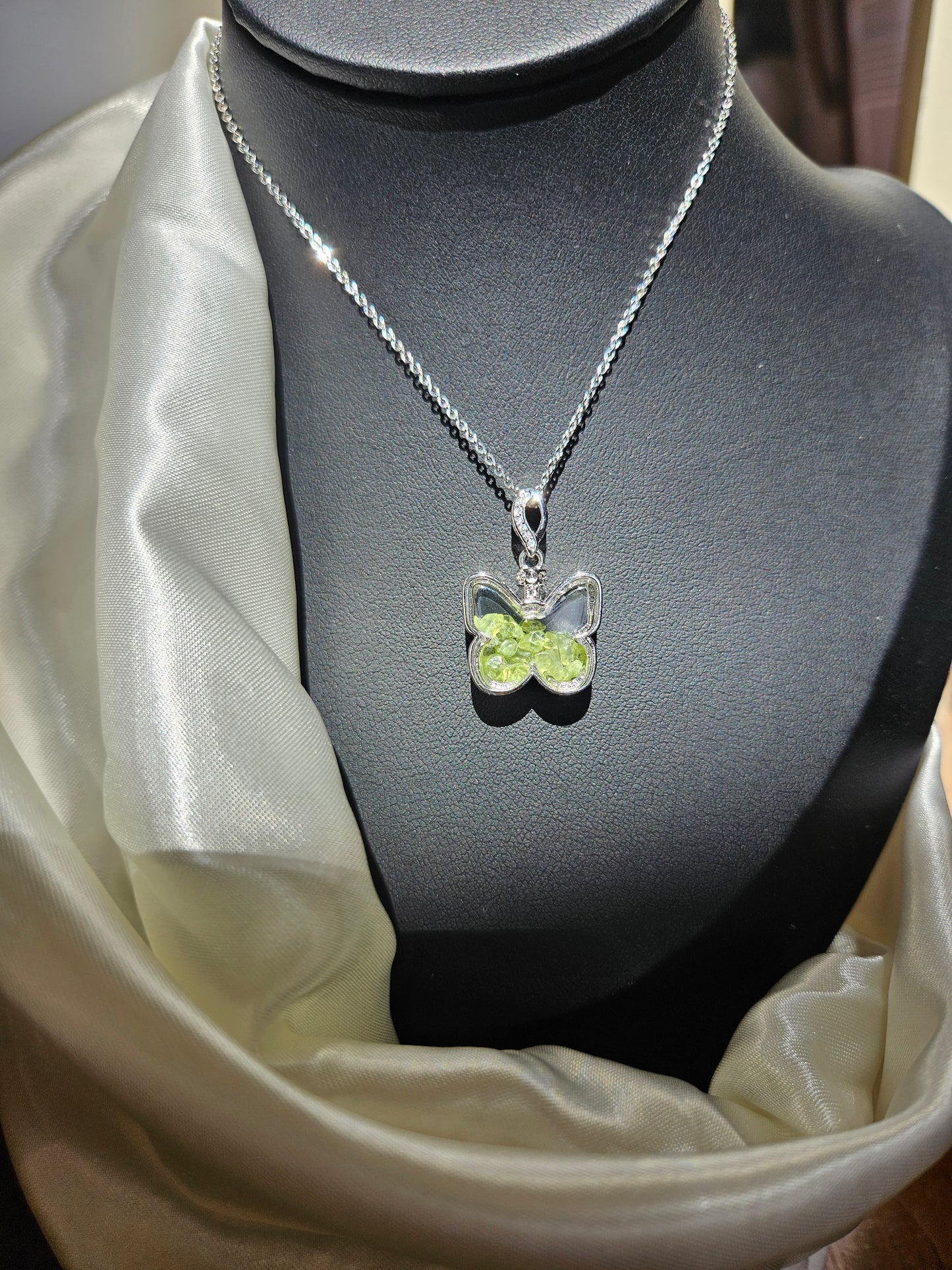 Natural Olivine Wishing Bottle Necklace