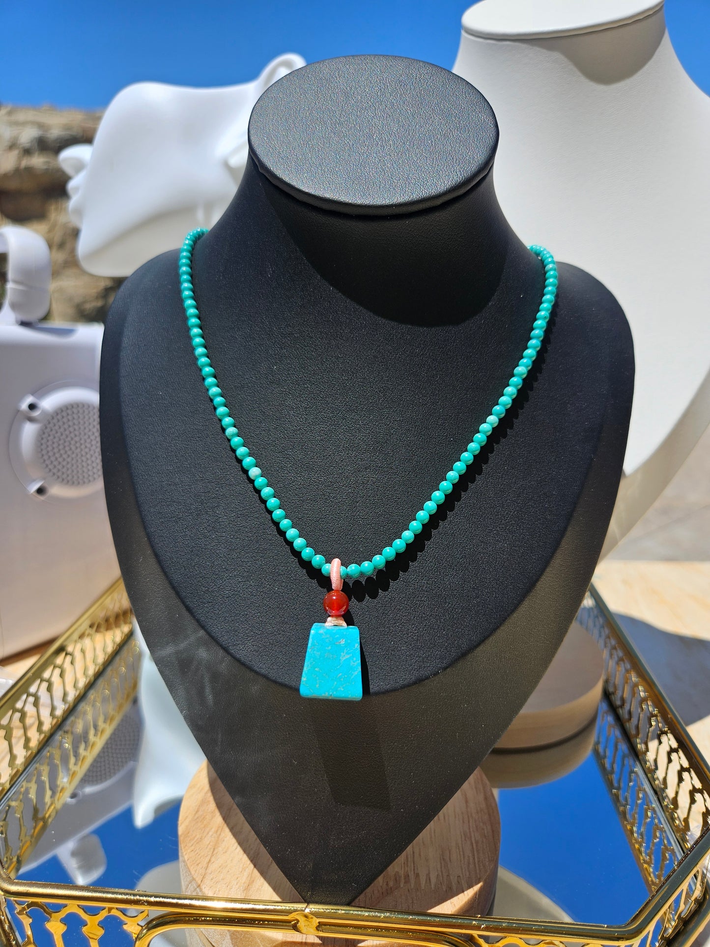Natural Turquoise Trapezoid Necklace