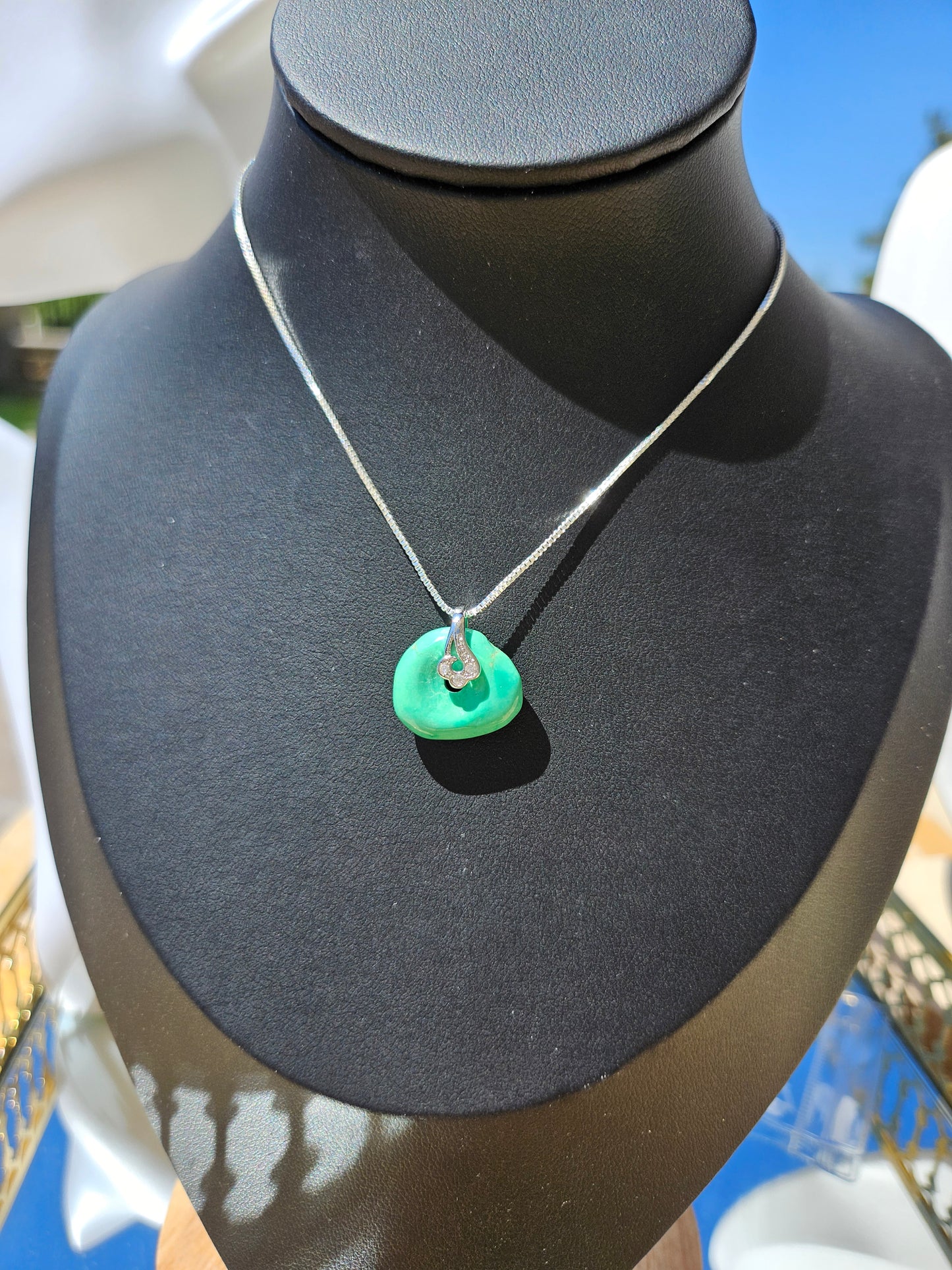 Natural Green Turquoise Irregular Shape Necklace