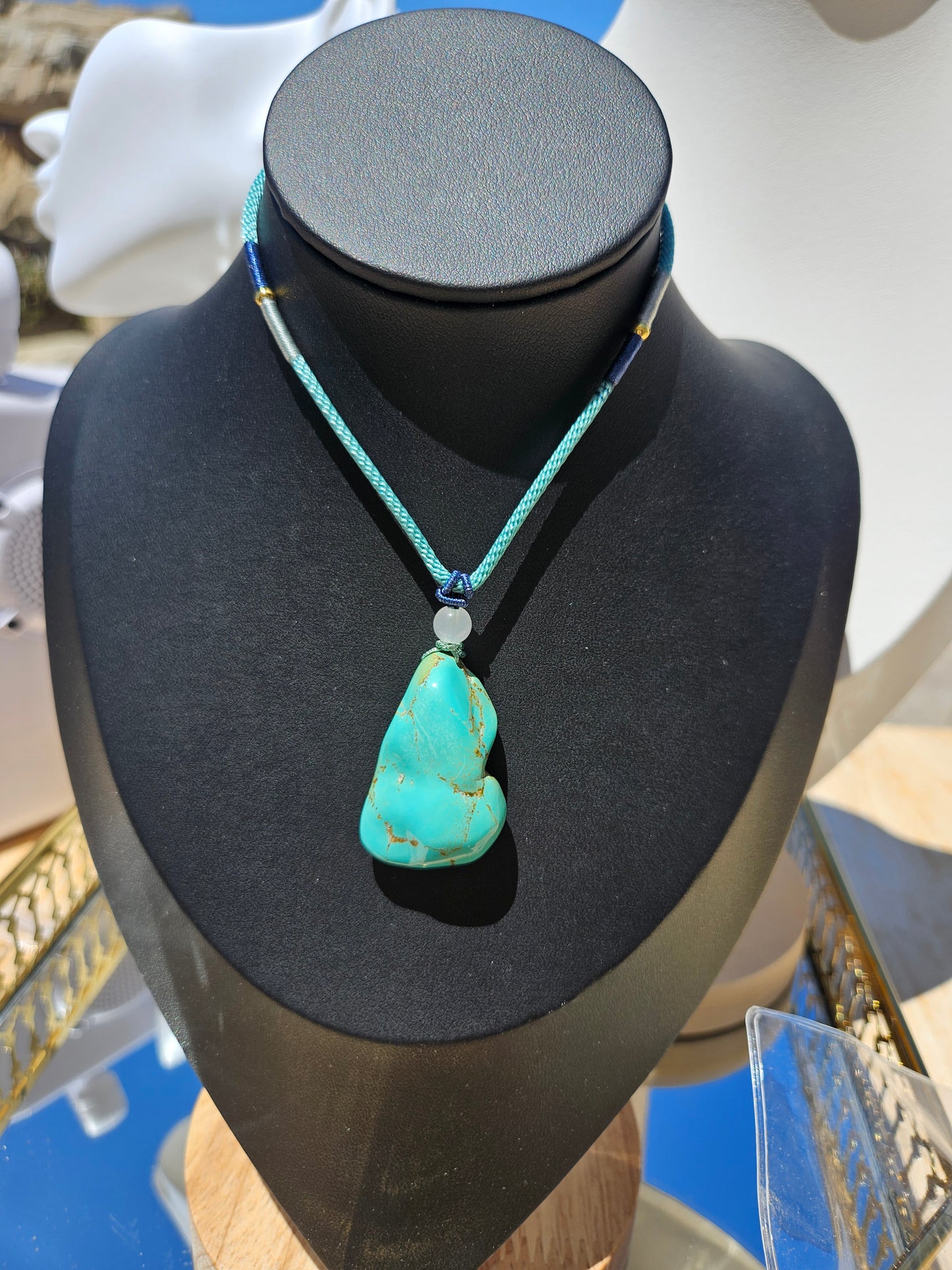 Natural Blue and Orange Irregular Shape Turquoise Necklace