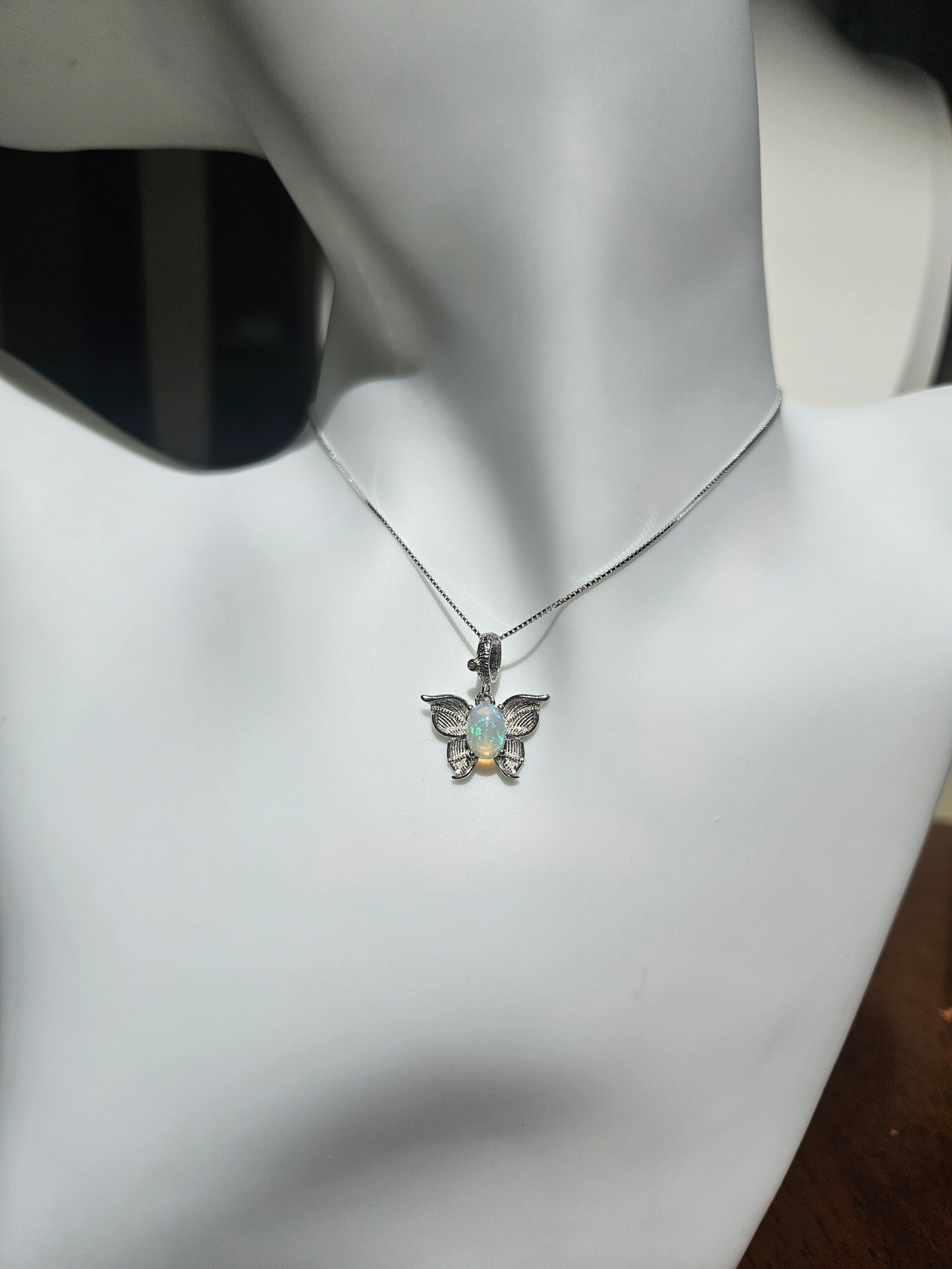Natural Opal Butterfly Shape Necklace