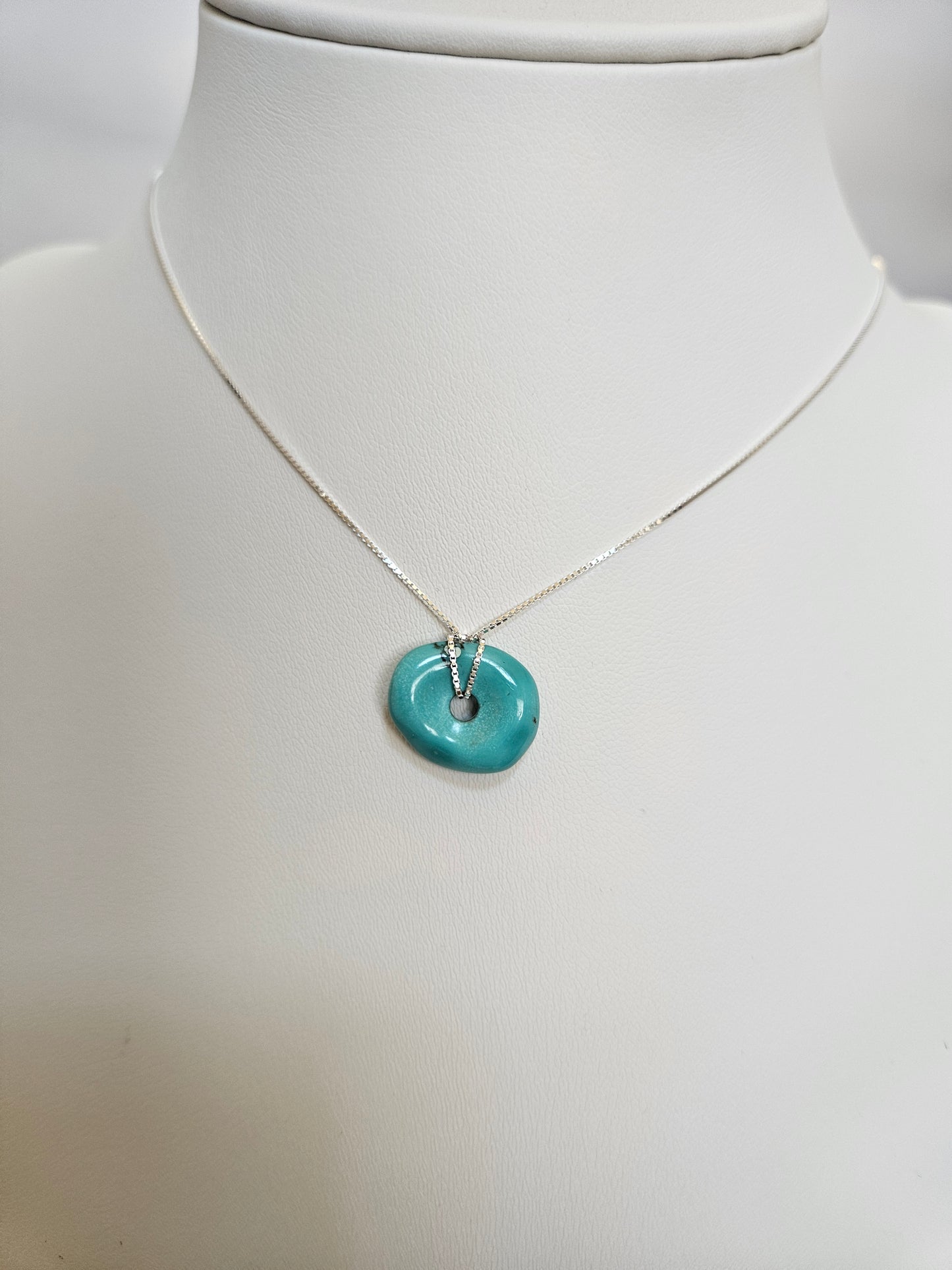 Natural Light Blue Turquoise Irregular Shape 925 Sterling Silver Necklace