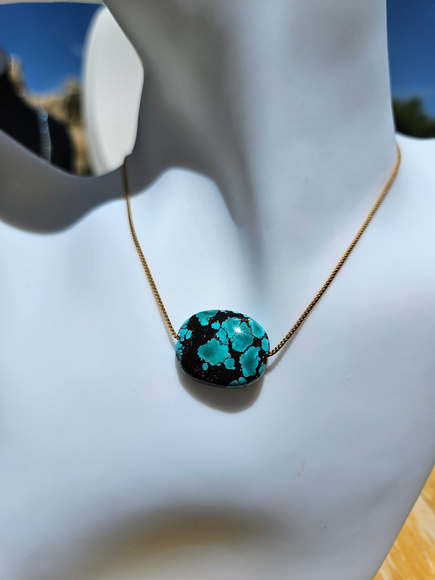 Natural Blue and Black Oval Necklace