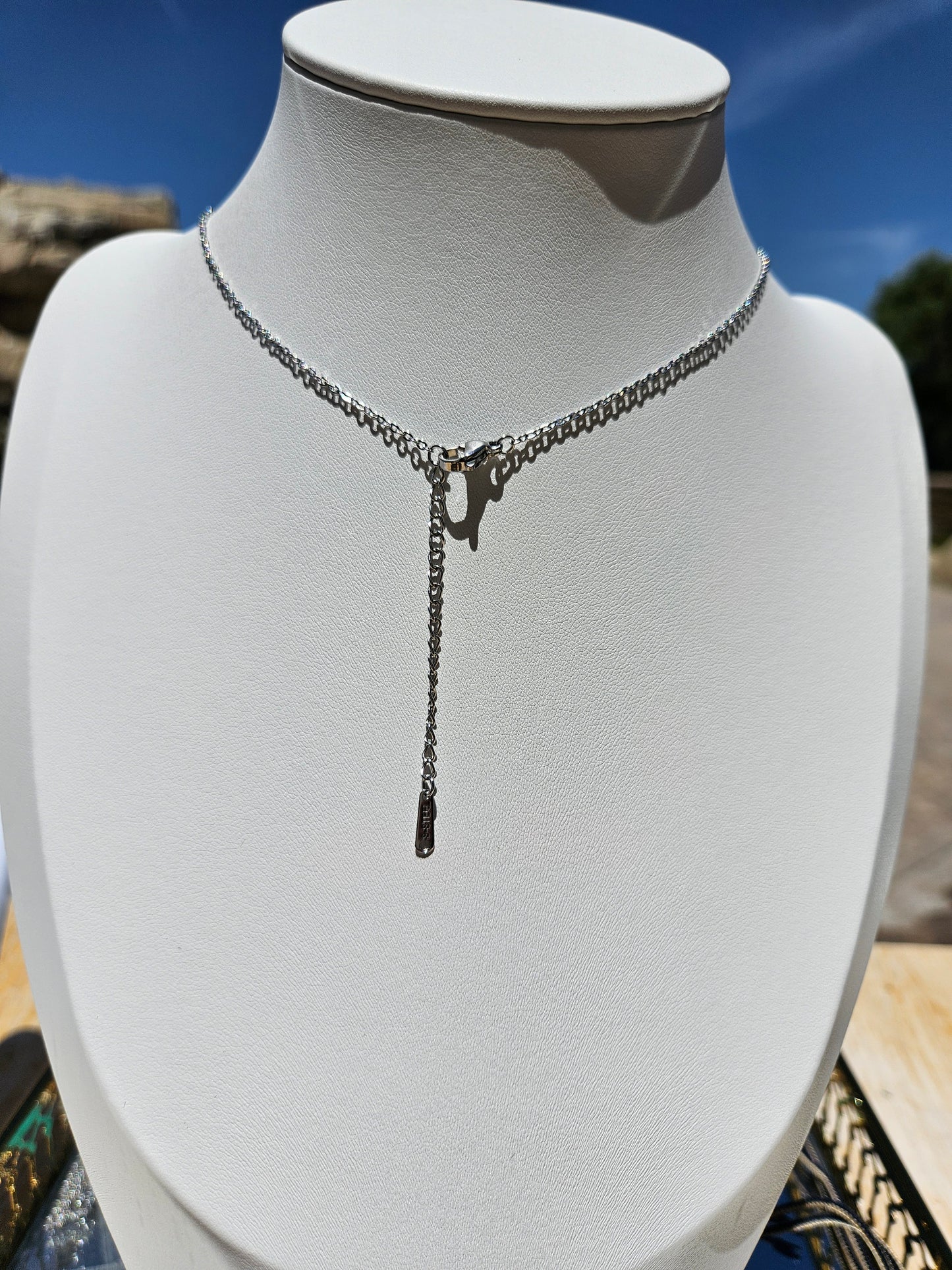 Natural Turquoise Natural Shape 925 Silver Plated Necklace Adjustable