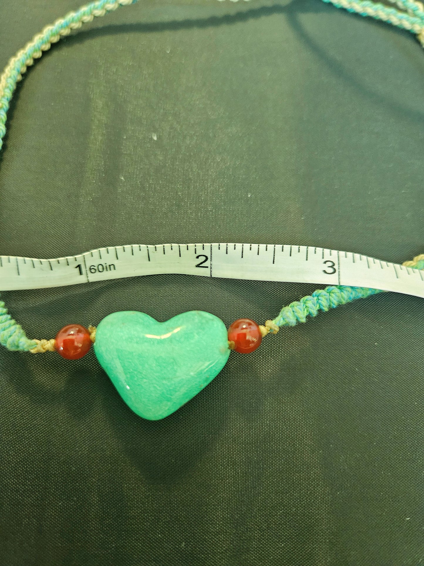 Natural Turquoise Precious Unique Green Hand Carved Heart Pendant Adjustable Necklace