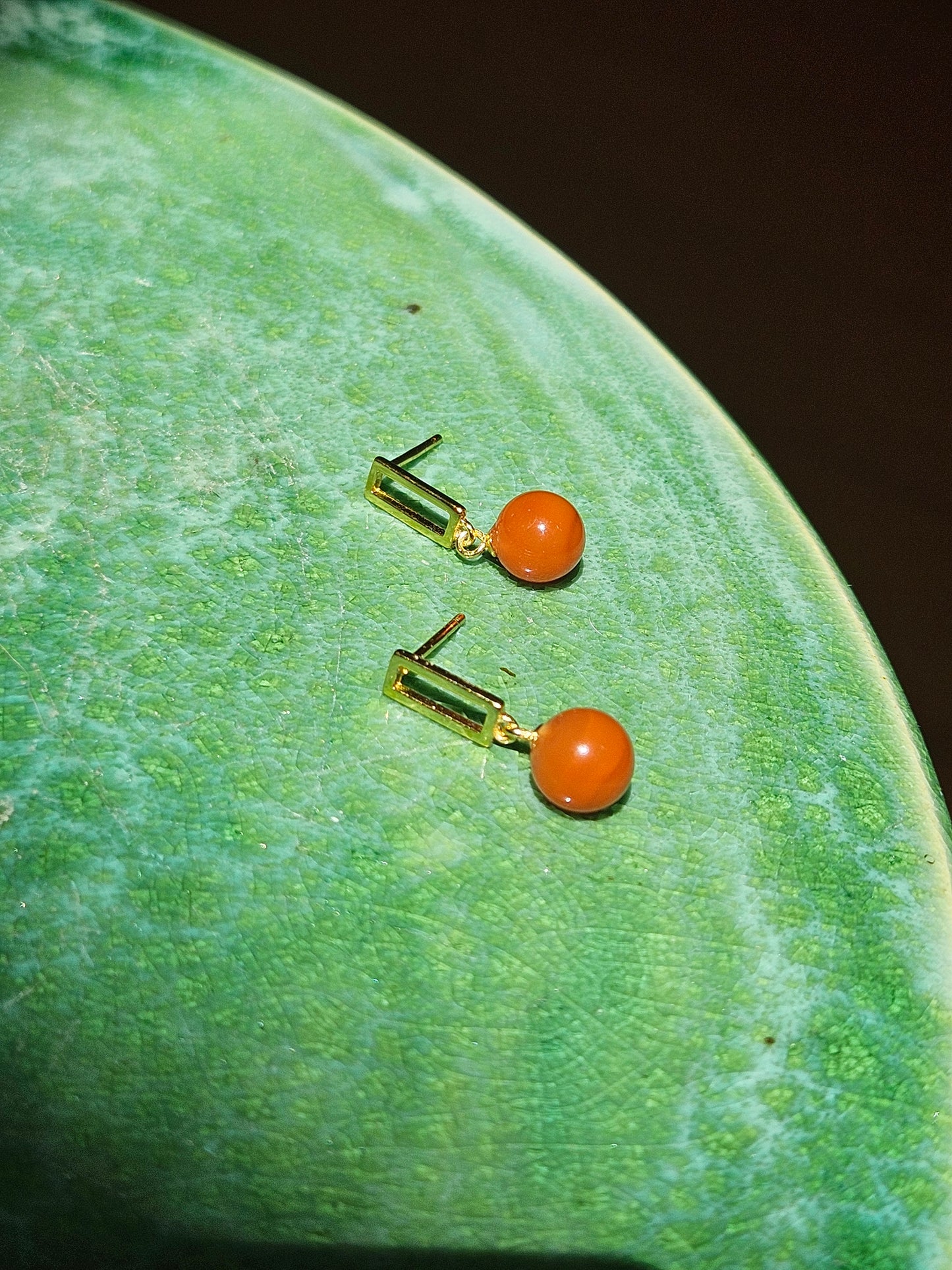 2ct Natural Red Agate Earrings