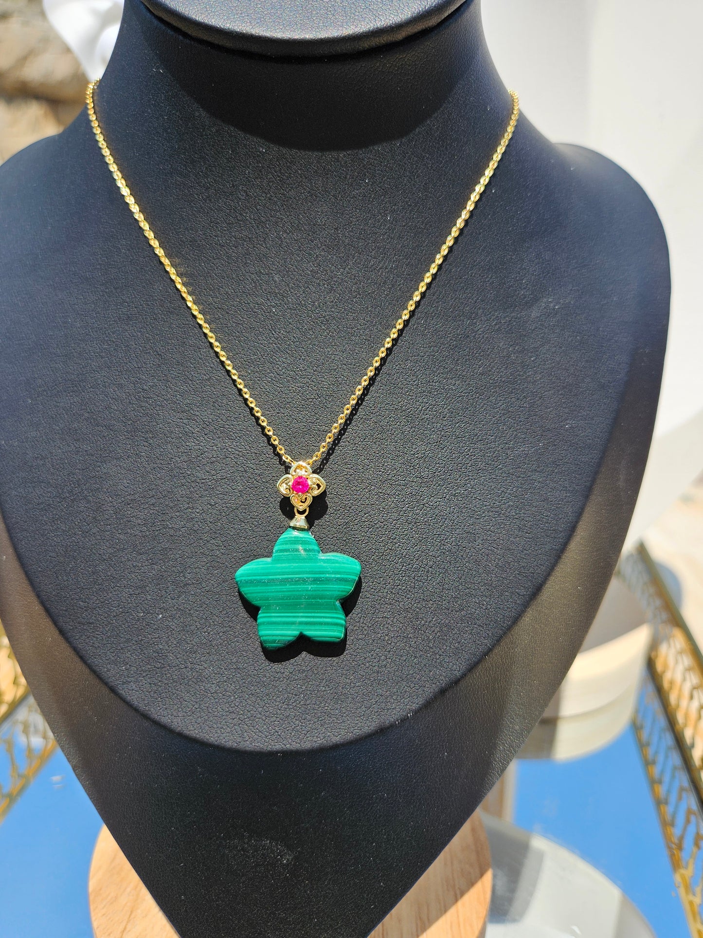 Natural Malachite Natural Texture Star Pendant Necklace