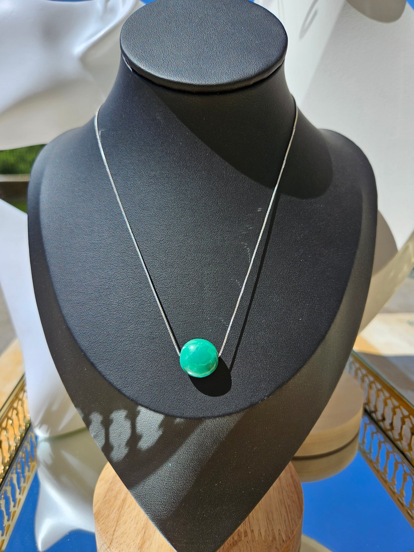 Natural Blue Turquoise Bead Necklace