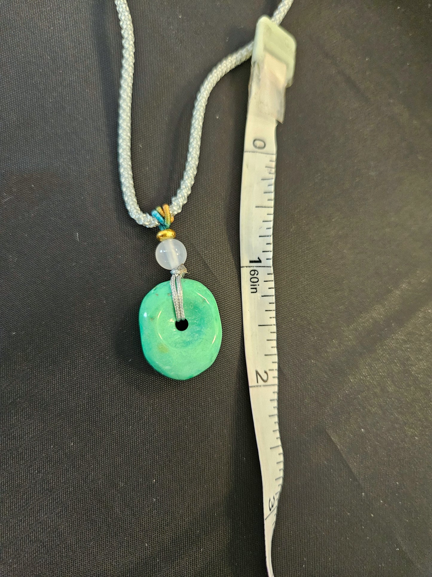 Natural Turquoise Unique Green Pendant Hand-woven Rope Adjustable Necklace