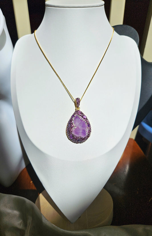 Natural Amethyst Water Drop Shape Necklace