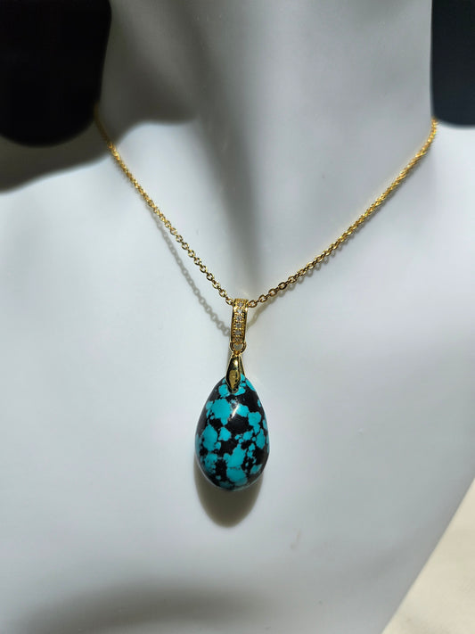 Natural Water Drop Turquoise Necklace