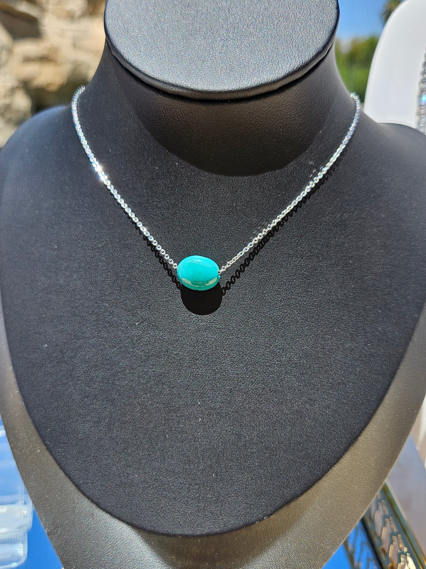 Natural Light Blue Turquoise Bead Necklace