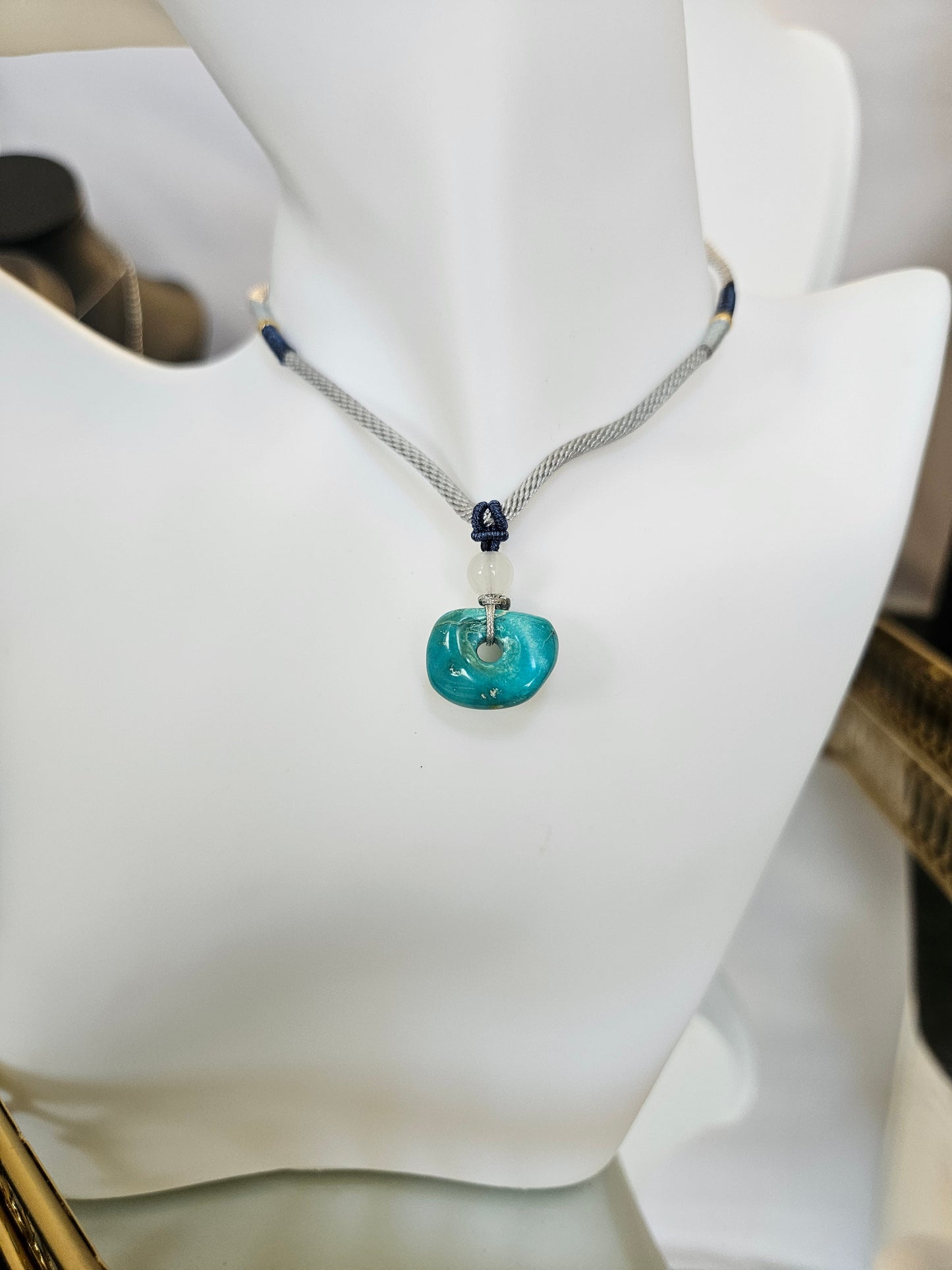 Natural Light Blue Turquoise Irregular Shape Necklace