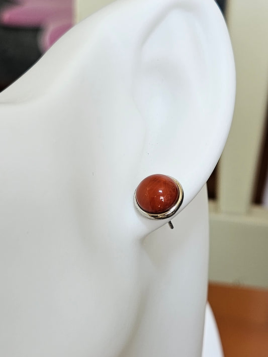 Natural Red Agate Round Earring