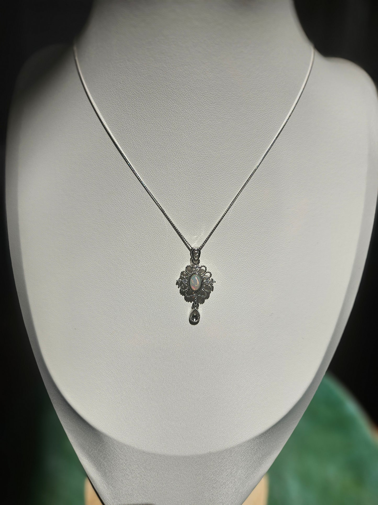 Natural Opal Flower Shape Necklace