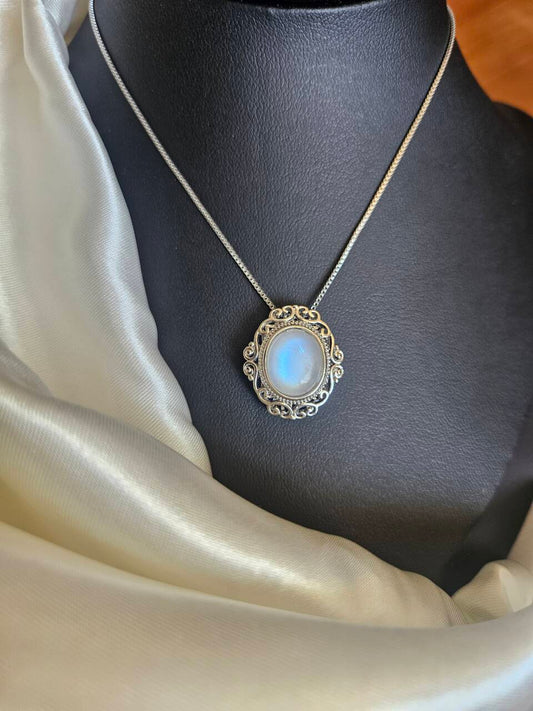 Natural Moonstone Oval Shaped Necklace