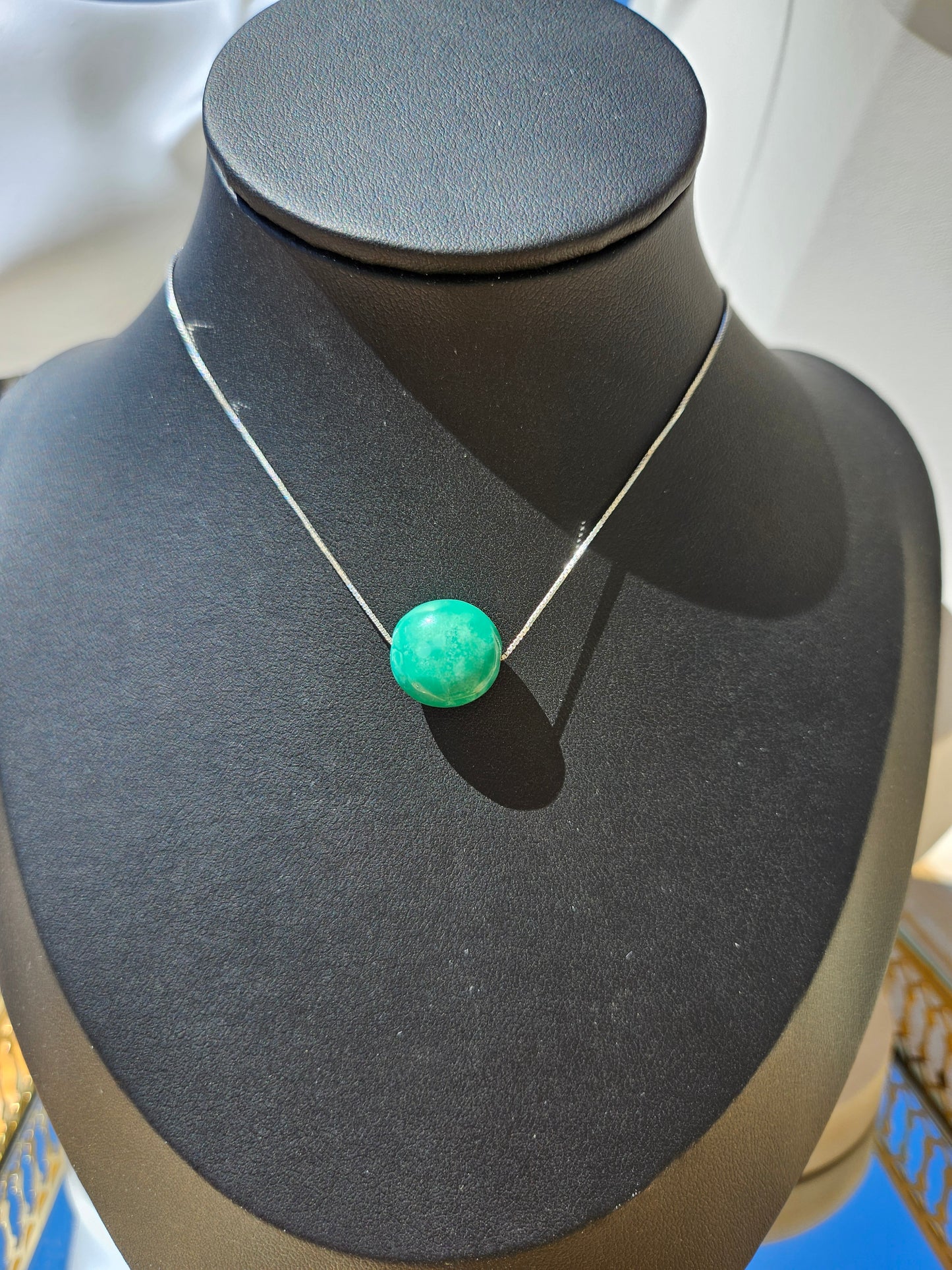 Natural Blue Turquoise Bead Necklace