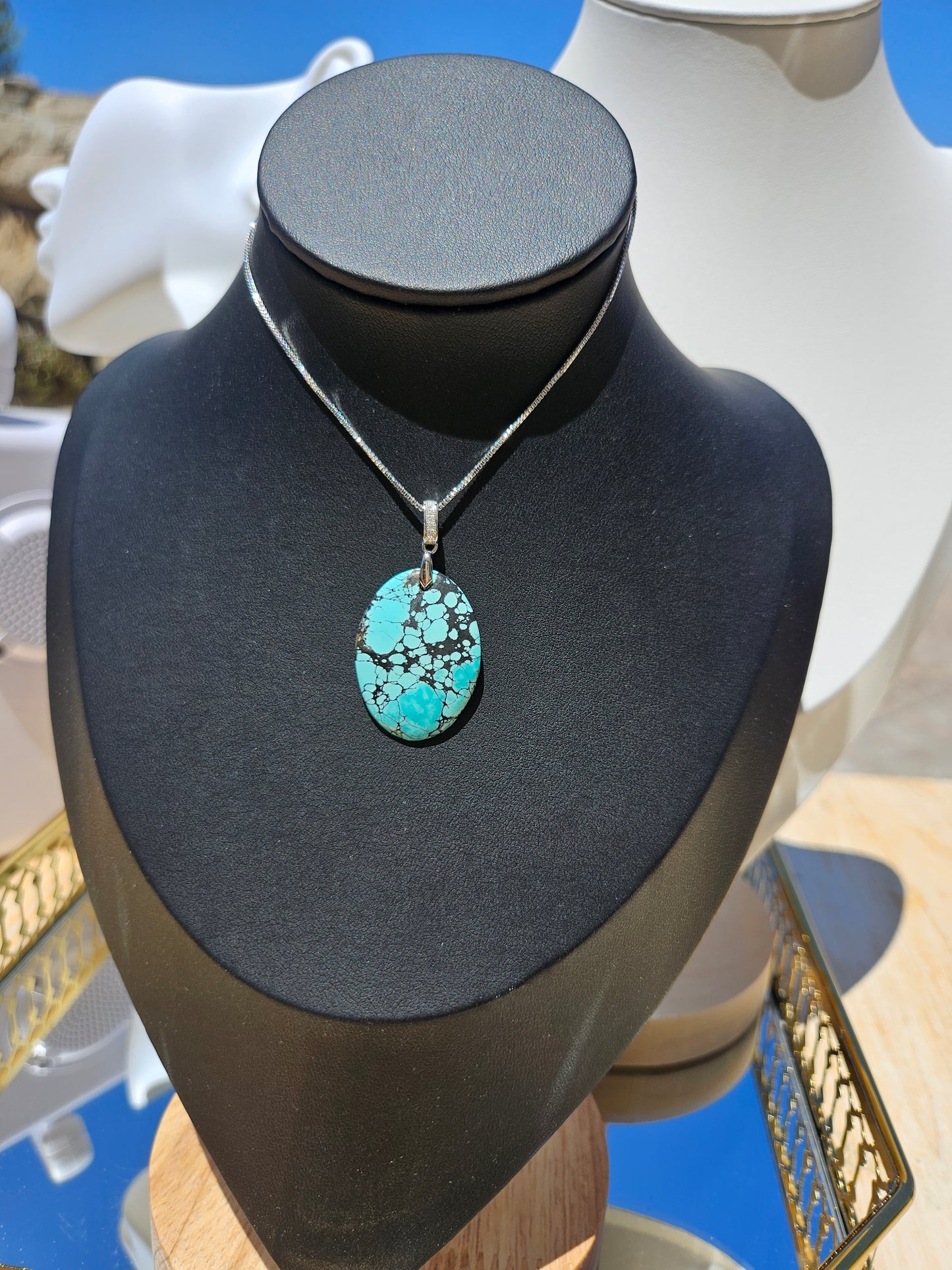 Natural Turquoise Oval Necklace