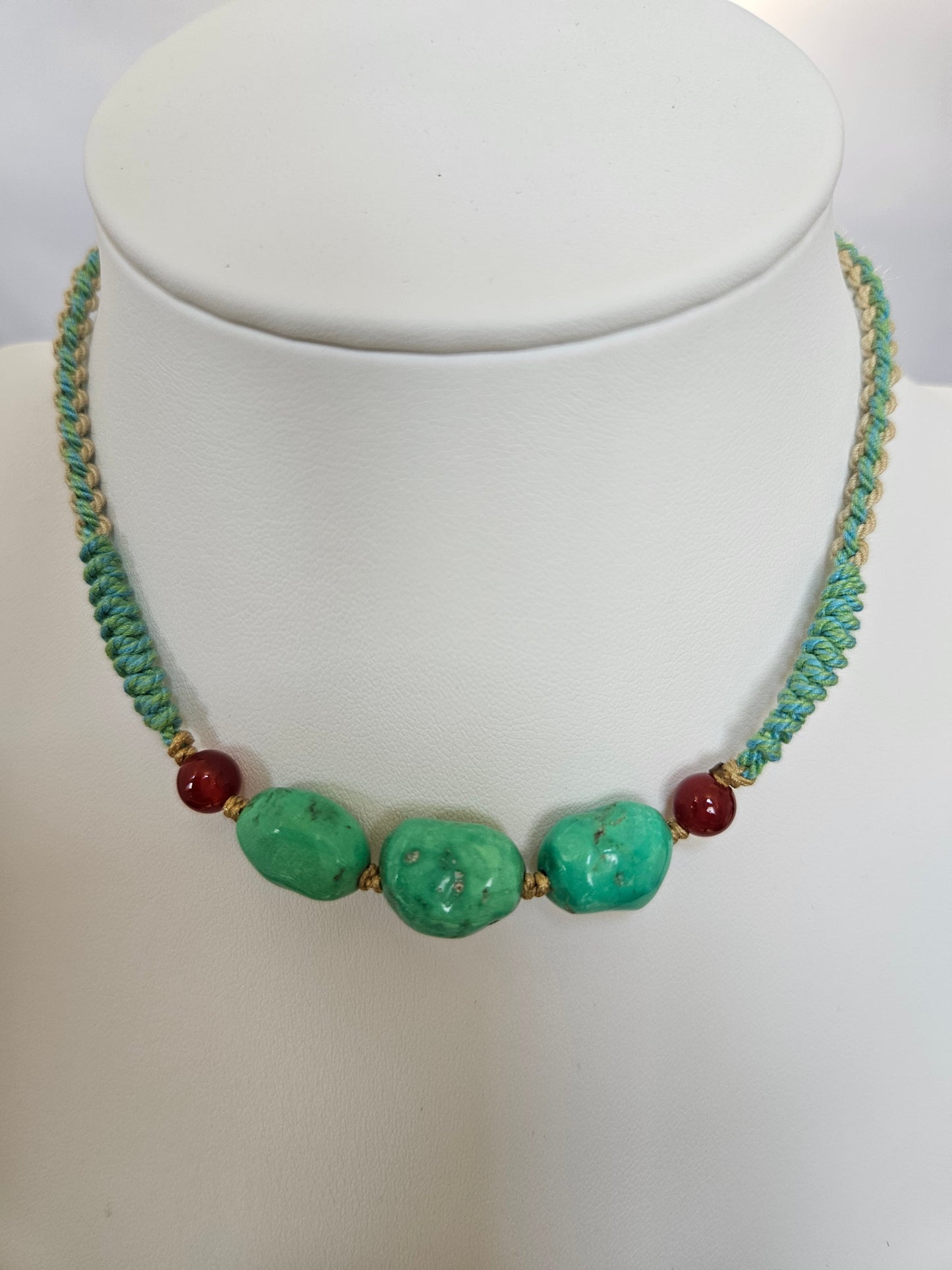 Natural Turquoise Precious Unique Green Pendant Adjustable Necklace