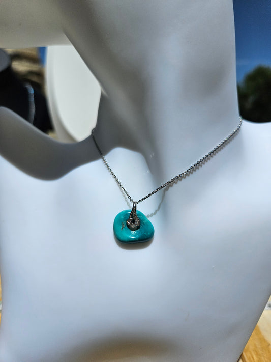 Natural Turquoise 925 Silver Plated Necklace Adjustable