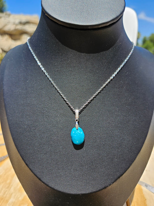 Natural Turquoise Silver-plated Necklace Adjustable