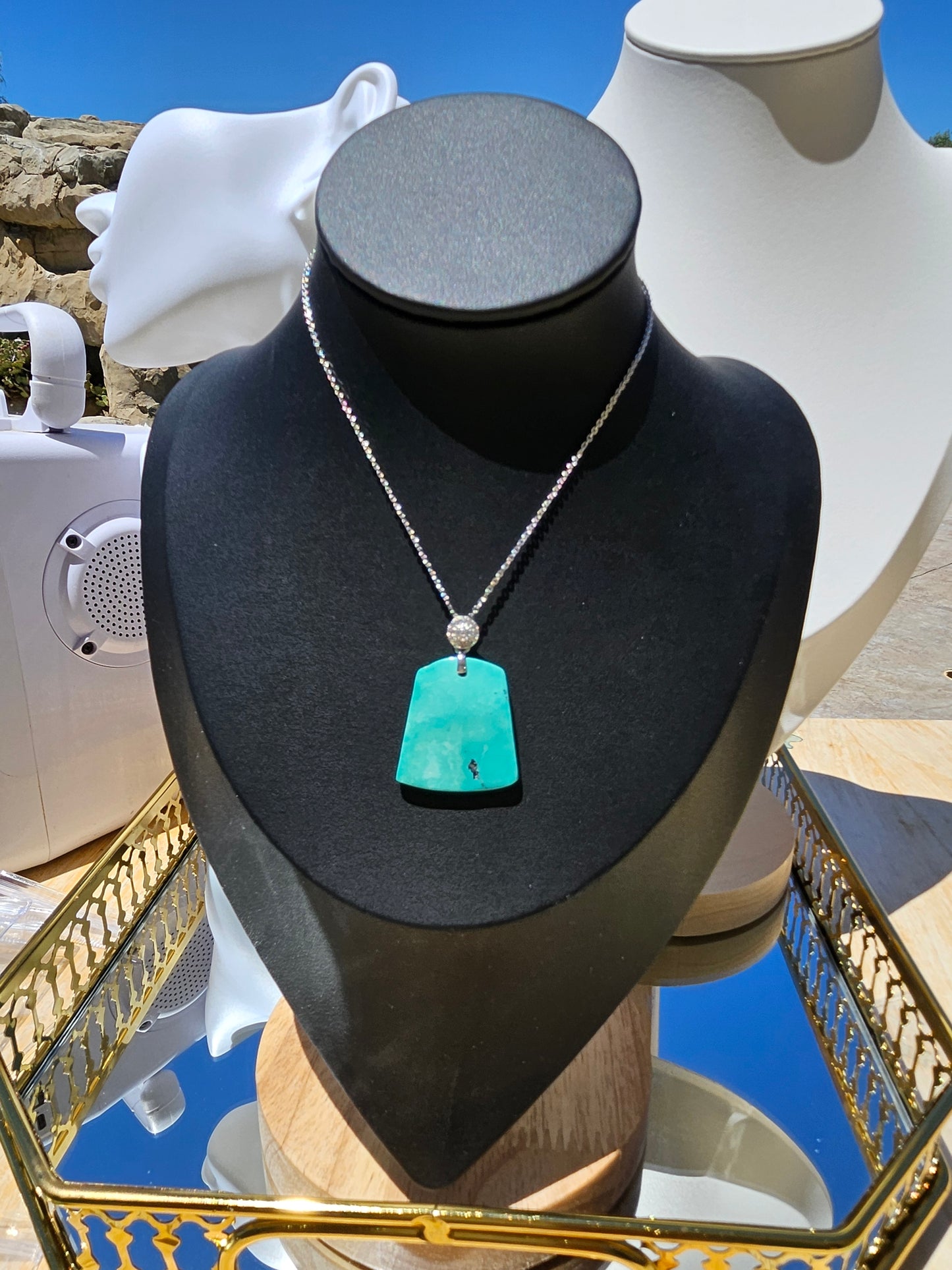 Natural Turquoise Trapezoid Necklace