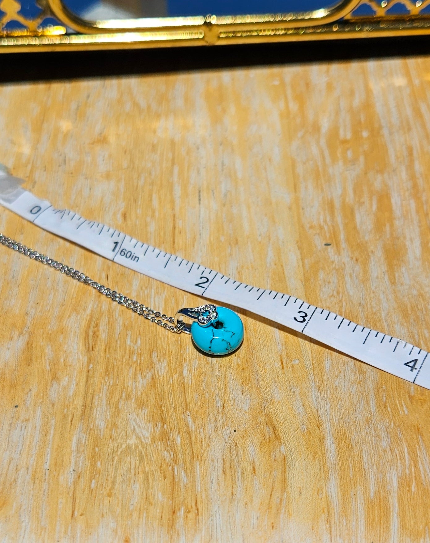 Natural Turquoise Round 925 Silver-Plated Necklace