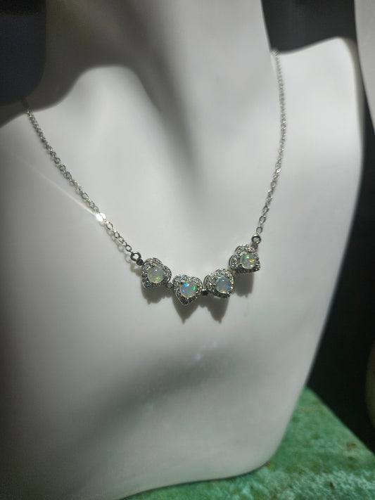 Natural Opal Four Leaf Clover Necklace Openable