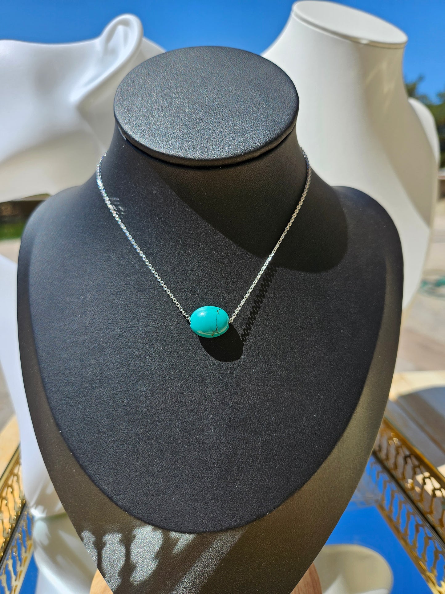 Natural Blue Turquoise Bead Multicolored Necklace