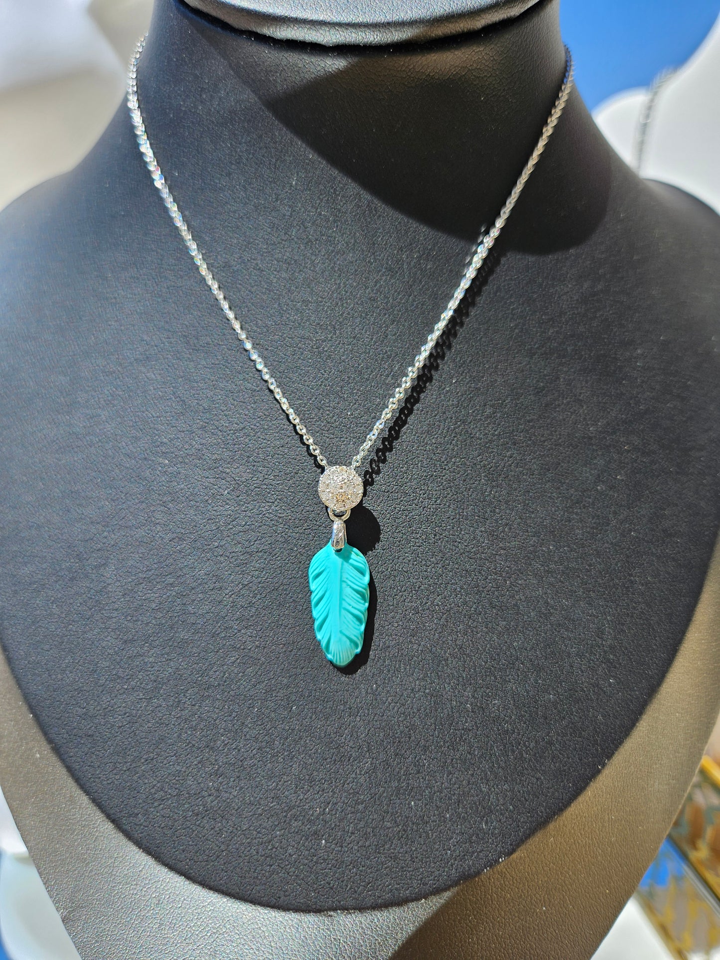 Natural Turquoise Feather Shape Hand-carved