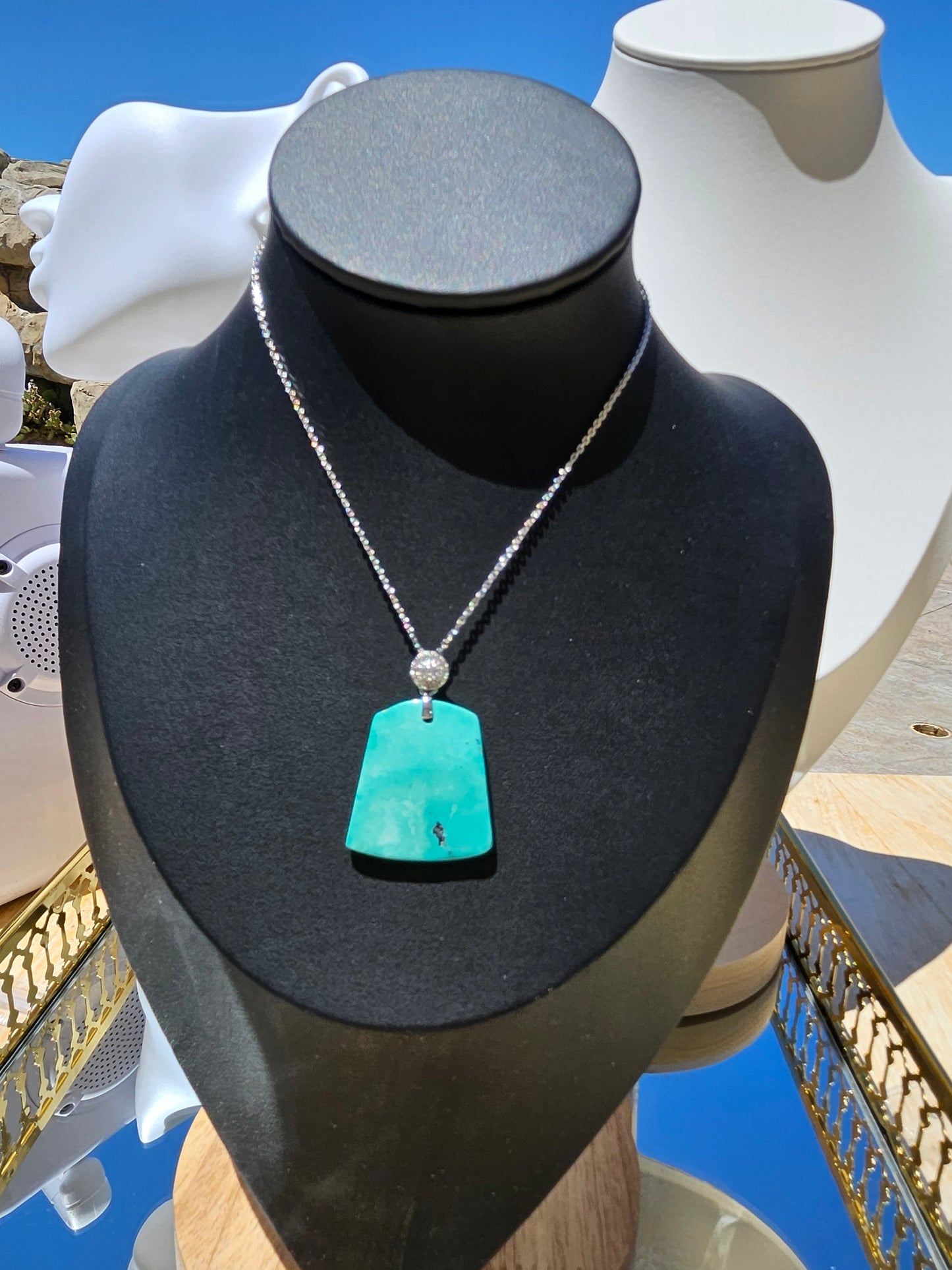 Natural Turquoise Trapezoid Necklace