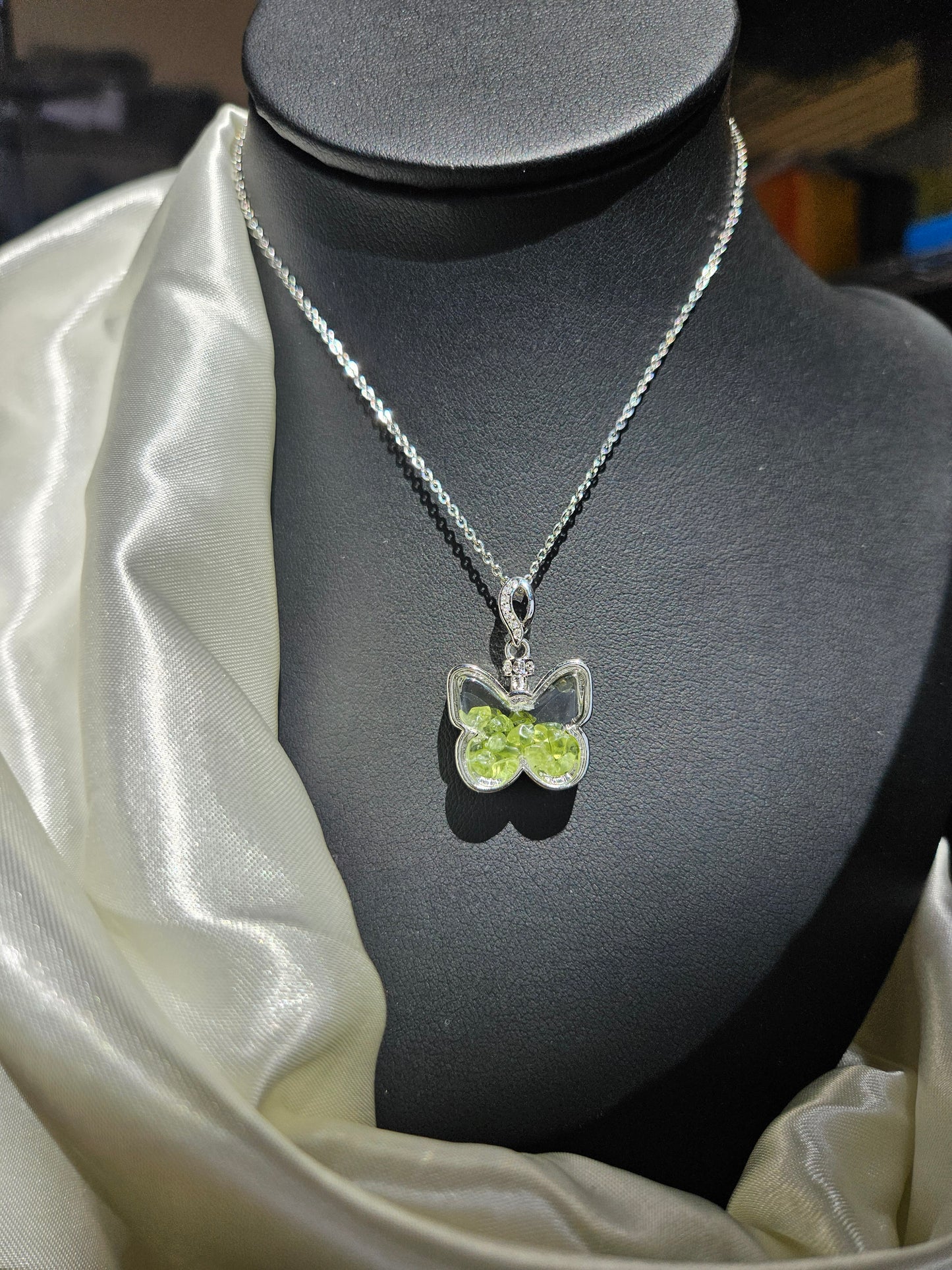 Natural Olivine Wishing Bottle Necklace
