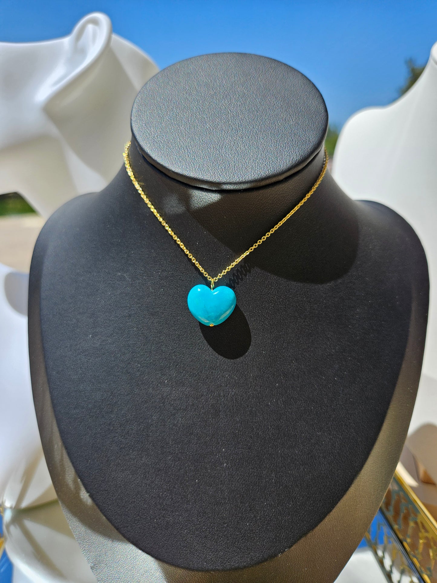 Natural Blue Heart Shape Turquoise Necklace