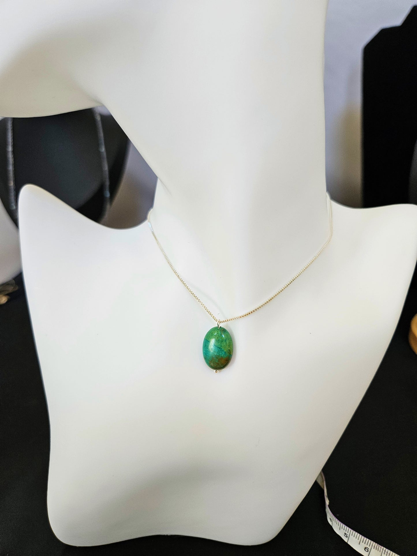 Natural Green Multicolored Turquoise Bead Necklace