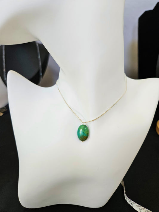 Natural Green Multicolored Turquoise Bead Necklace
