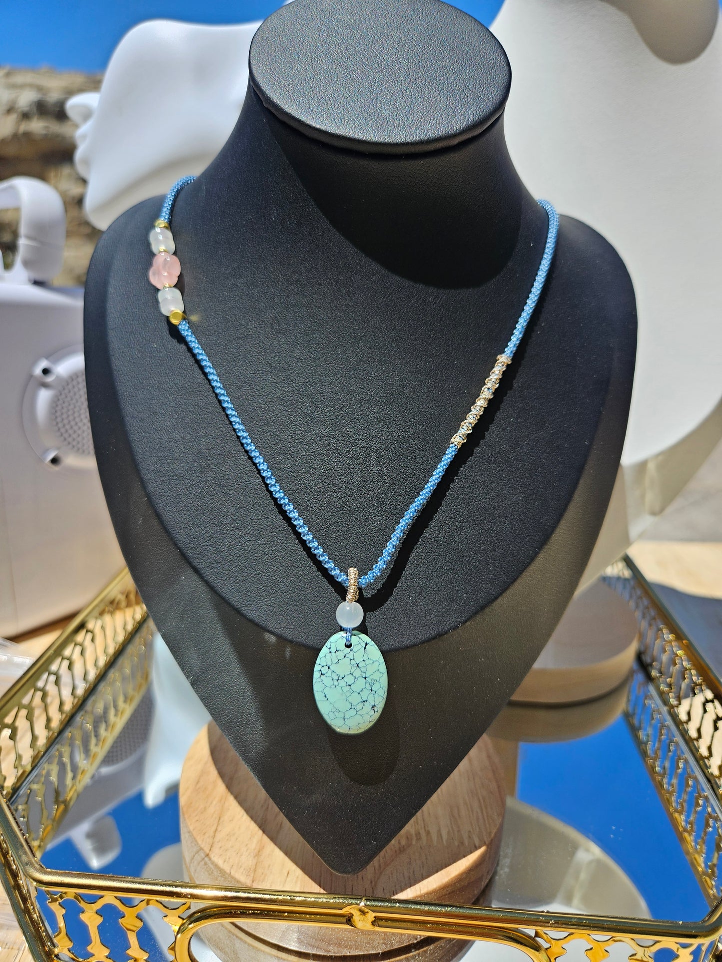 Natural Light Blue Turquoise Necklace