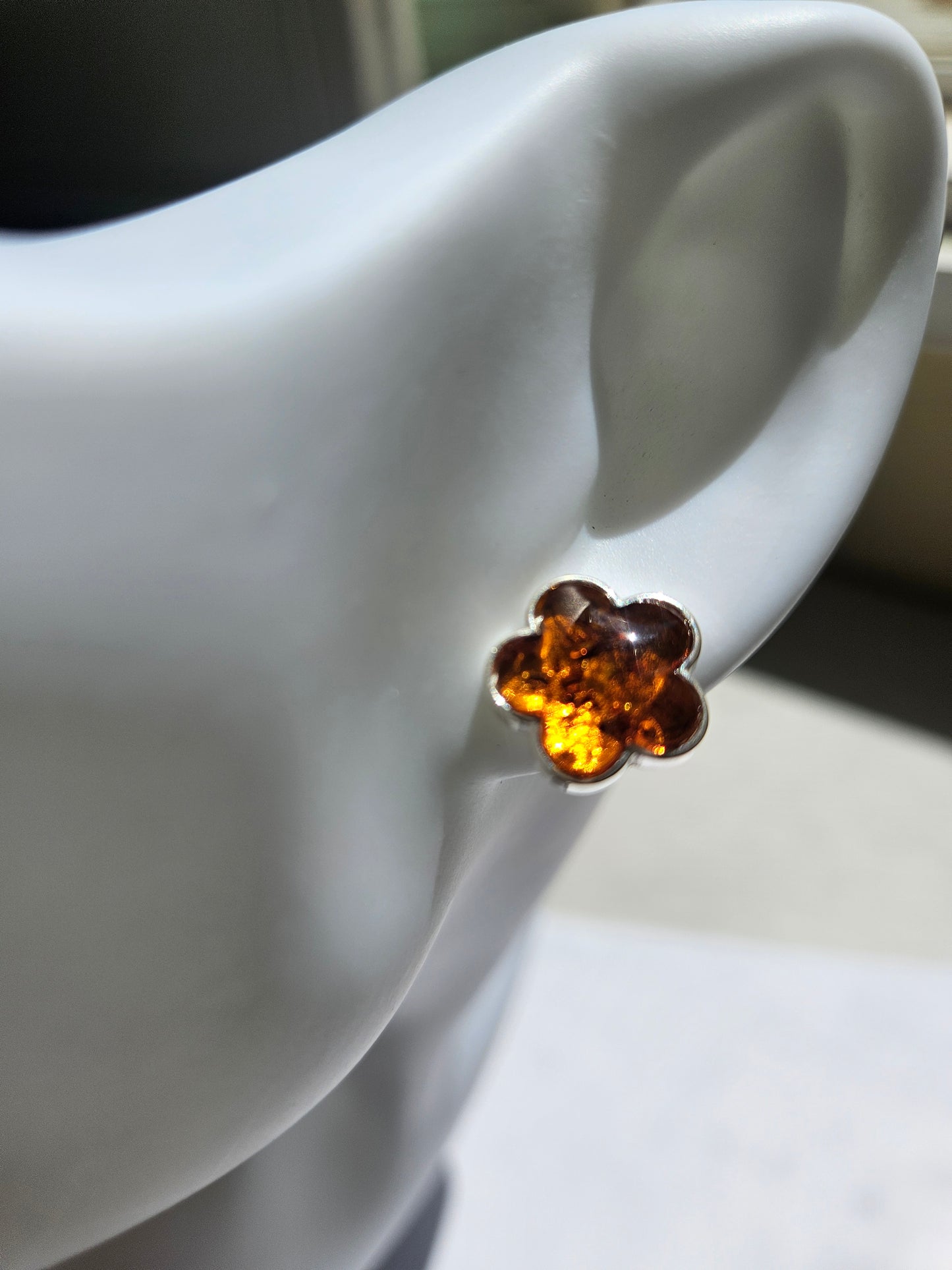 Natural Huapo Earring Silver Plated Flower