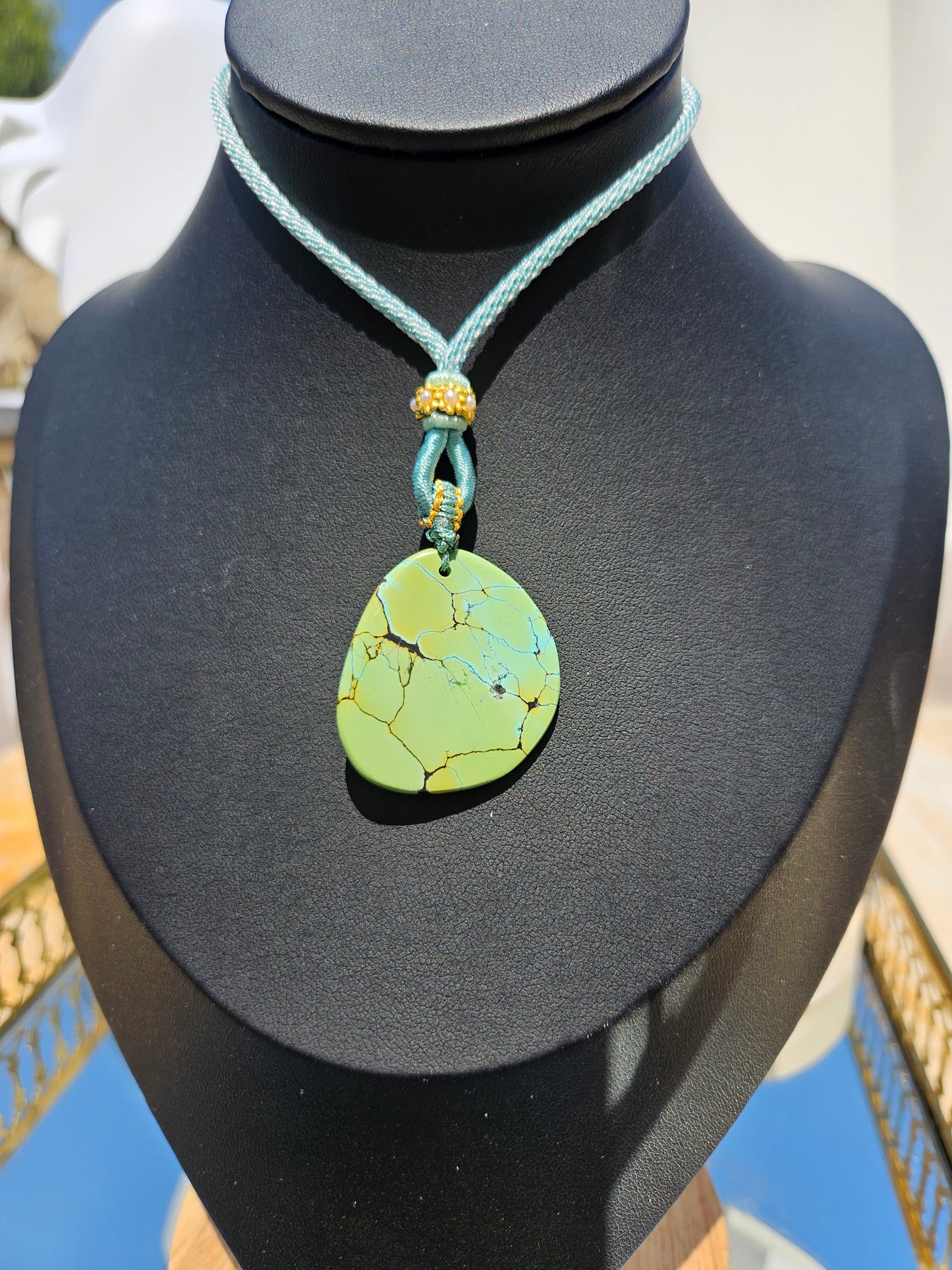 Natural Irregular Green Turquoise Necklace