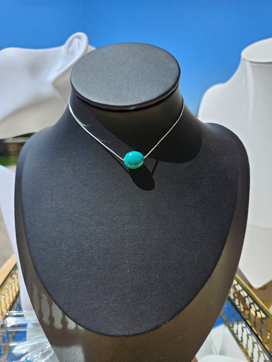 Natural Blue Turquoise Bead Necklace