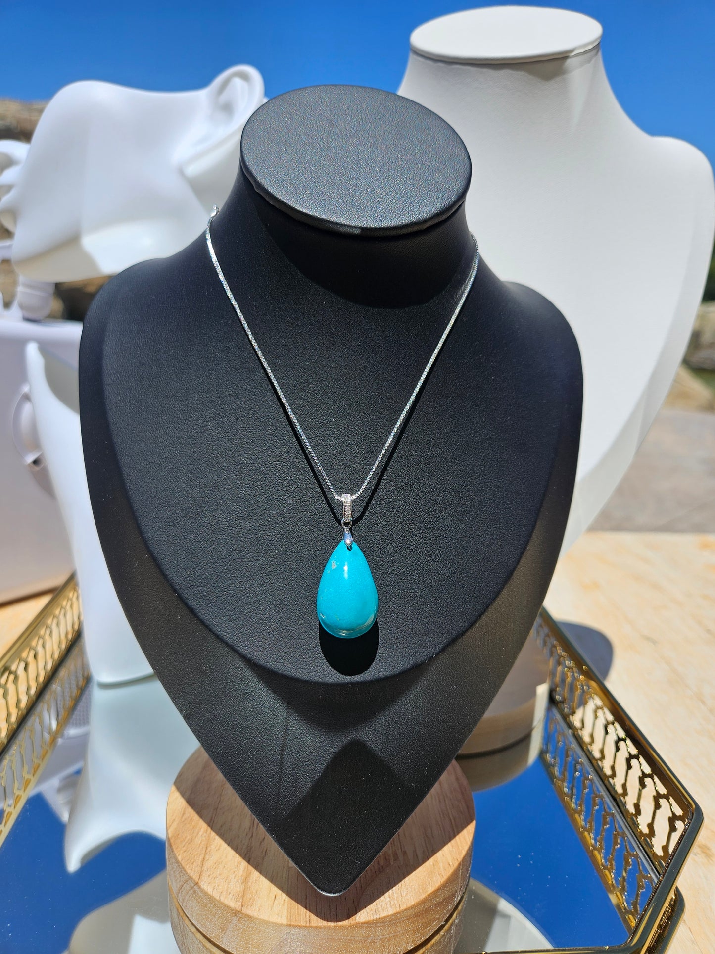 Natural Blue Water Drop Necklace