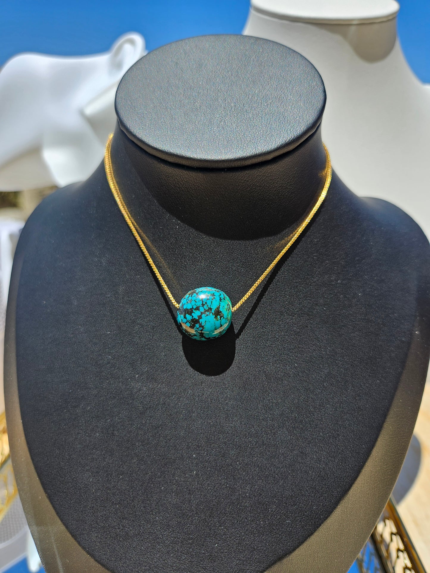 Natural Black and Blue Turquoise Necklace