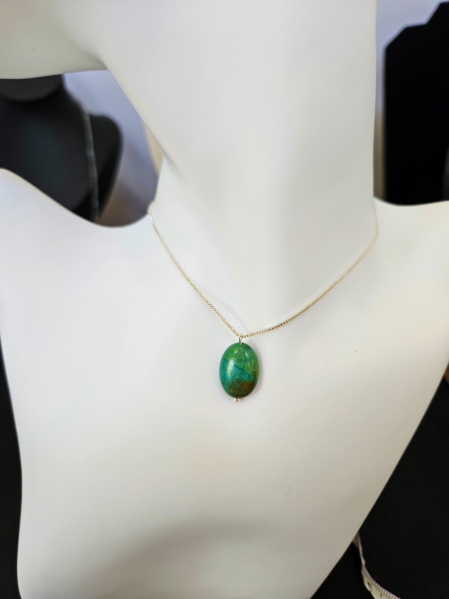 Natural Green Multicolored Turquoise Bead Necklace