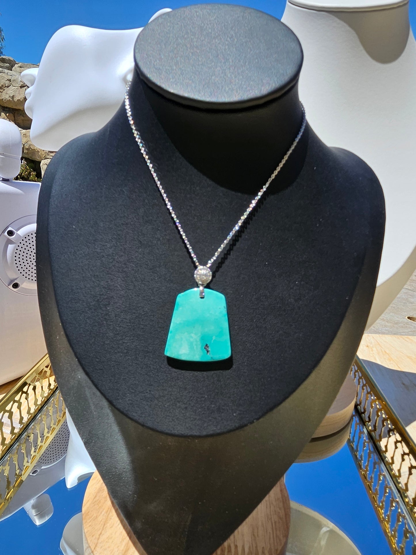 Natural Turquoise Trapezoid Necklace