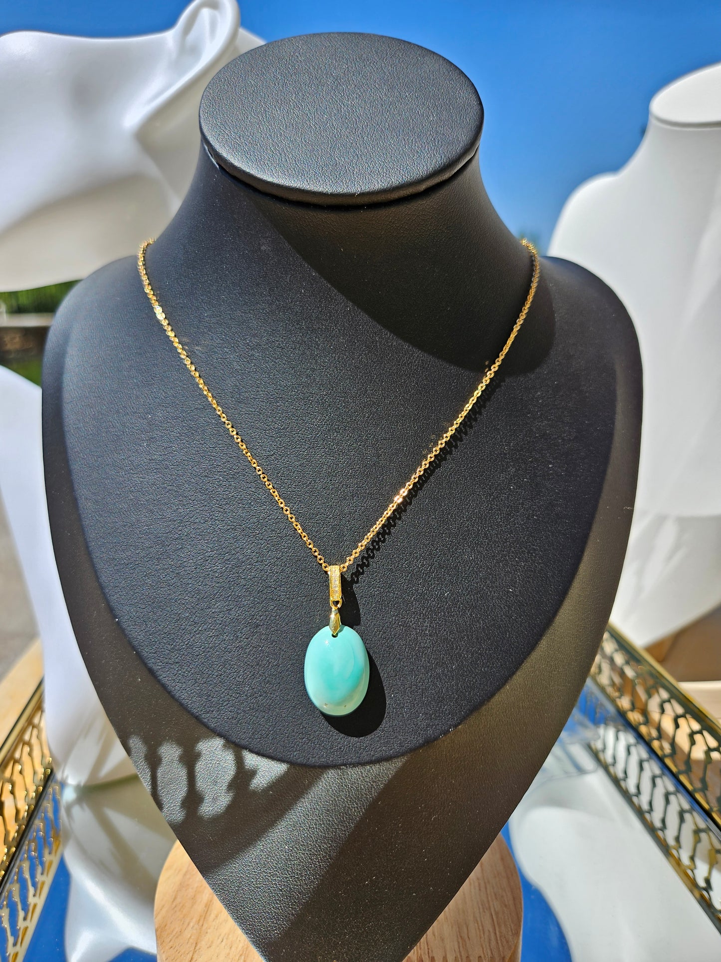 Natural Light Blue Turquoise Bead Necklace