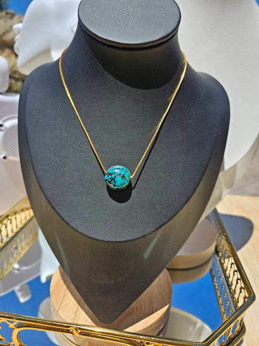 Natural Black and Blue Turquoise Necklace
