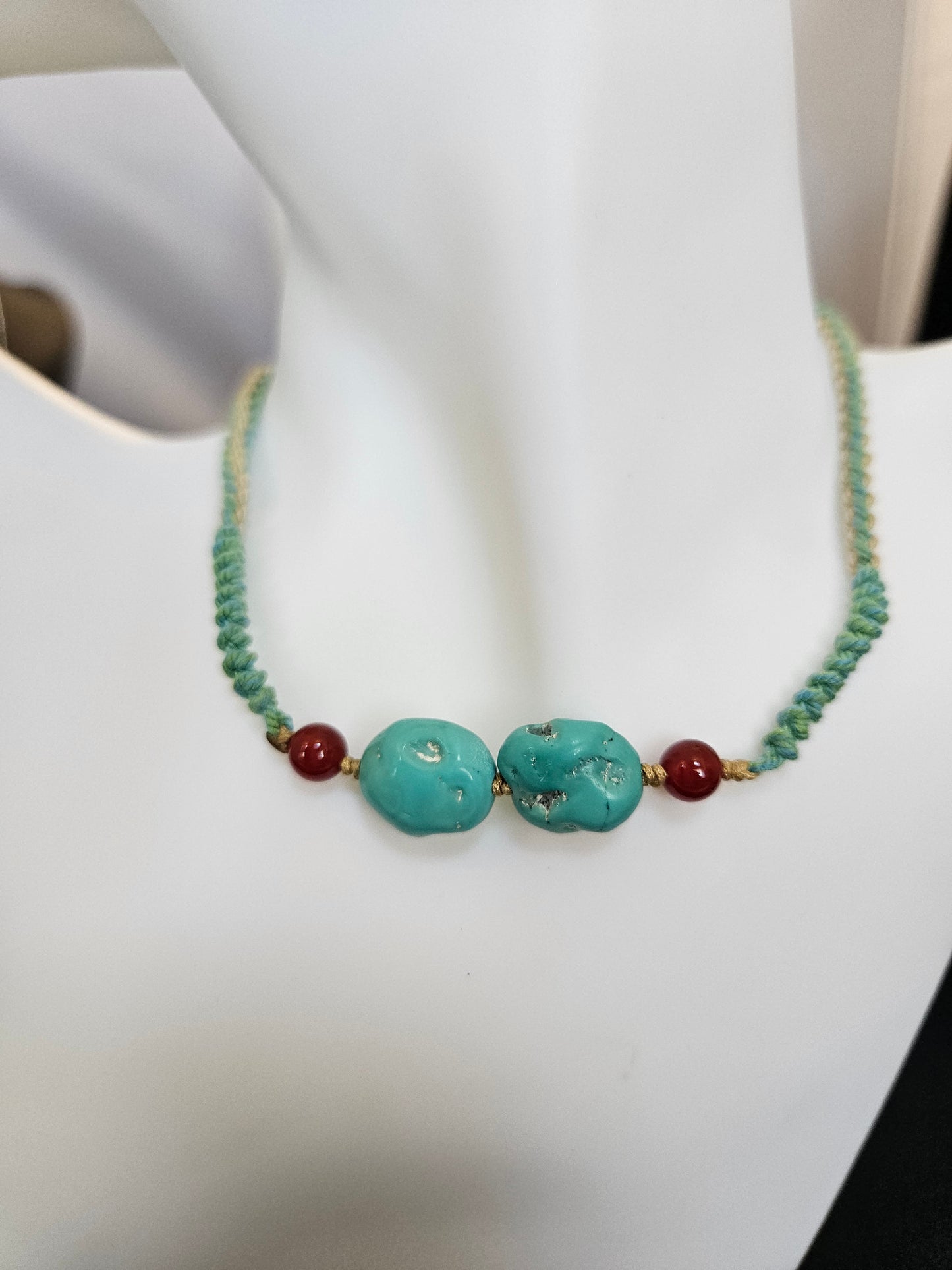 Natural Turquoise Pendant Adjustable Necklace