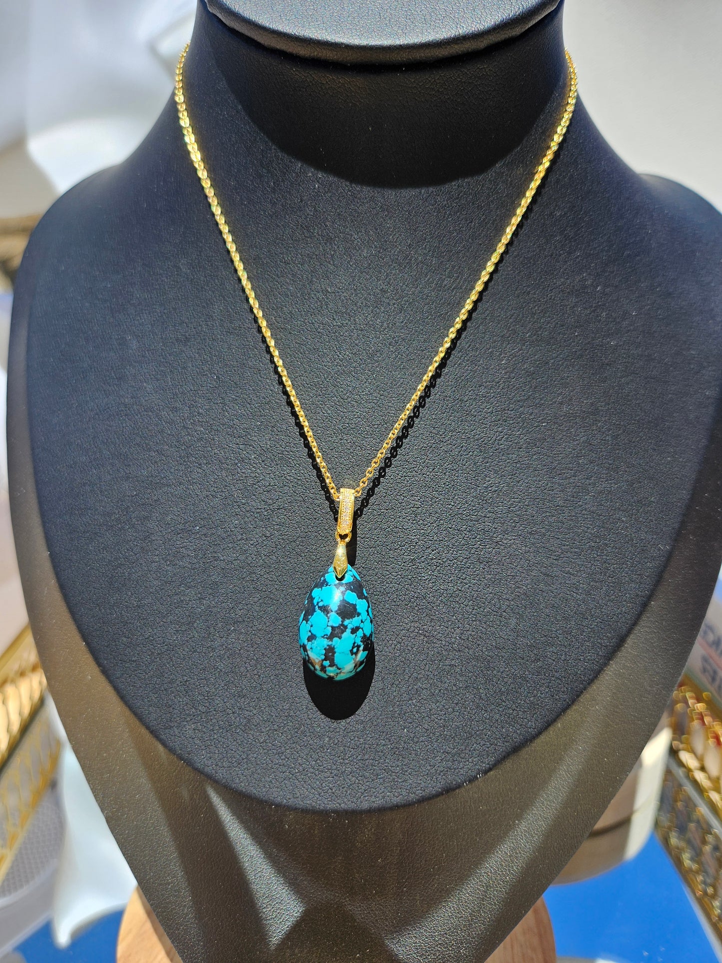 Natural Water Drop Turquoise Necklace