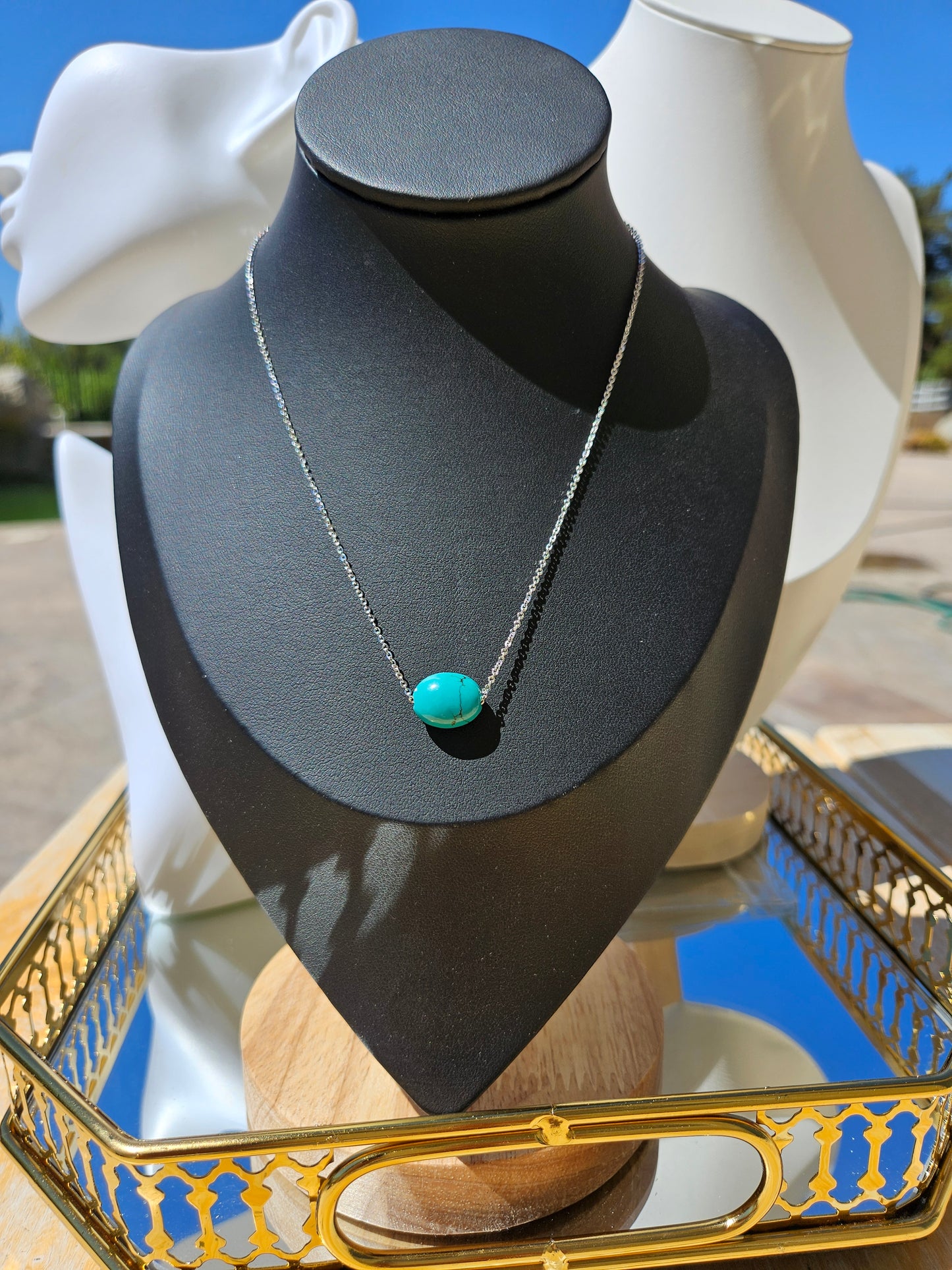 Natural Blue Turquoise Bead Multicolored Necklace